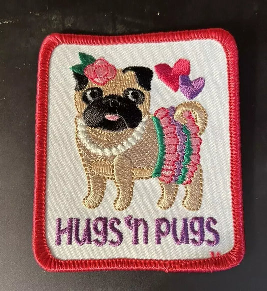 Official Girl Scouts: Girl Scout Iron On Fun Patch: Hugs and Pugs