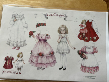 CAMELLIA GIRL PAPER DOLL, SACRAMENTO PIONEER DOLL CLUB, AICO GEUTZ 1986