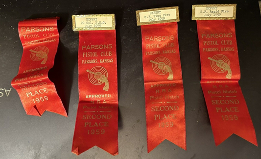 Vintage 1959 Parson's (Kansas) Shooting Club Award Ribbon Set of 4