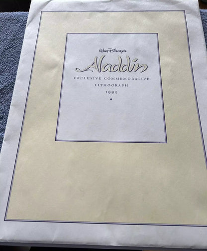 WALT DISNEY'S ALADDIN COMEMORATIVE LITHOGRAPH 14 X 11 INCHES-1993