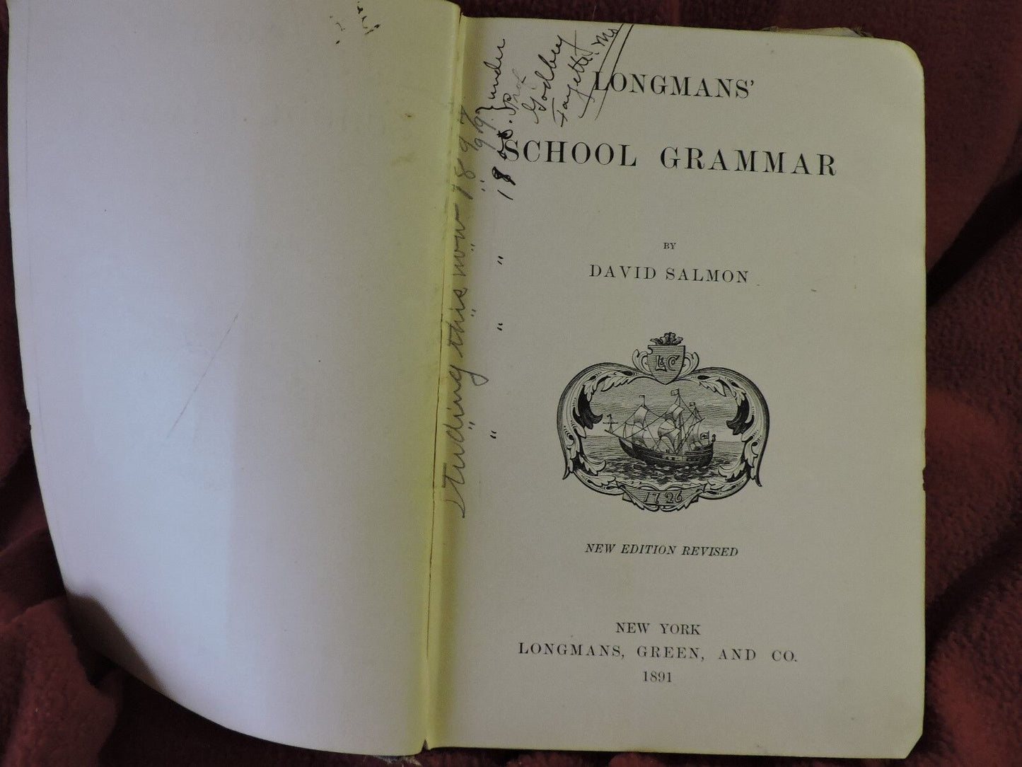 1891 Longman's School Grammar by David Salmon