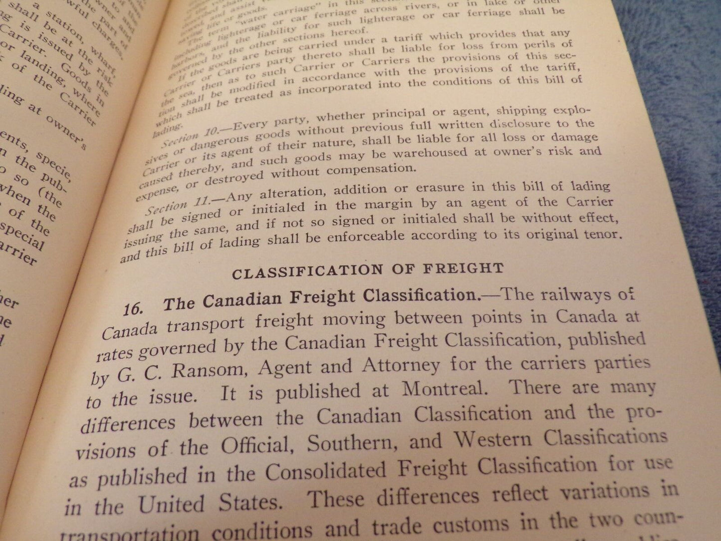 Rate Making Canadian Classification Book 1931 Printing