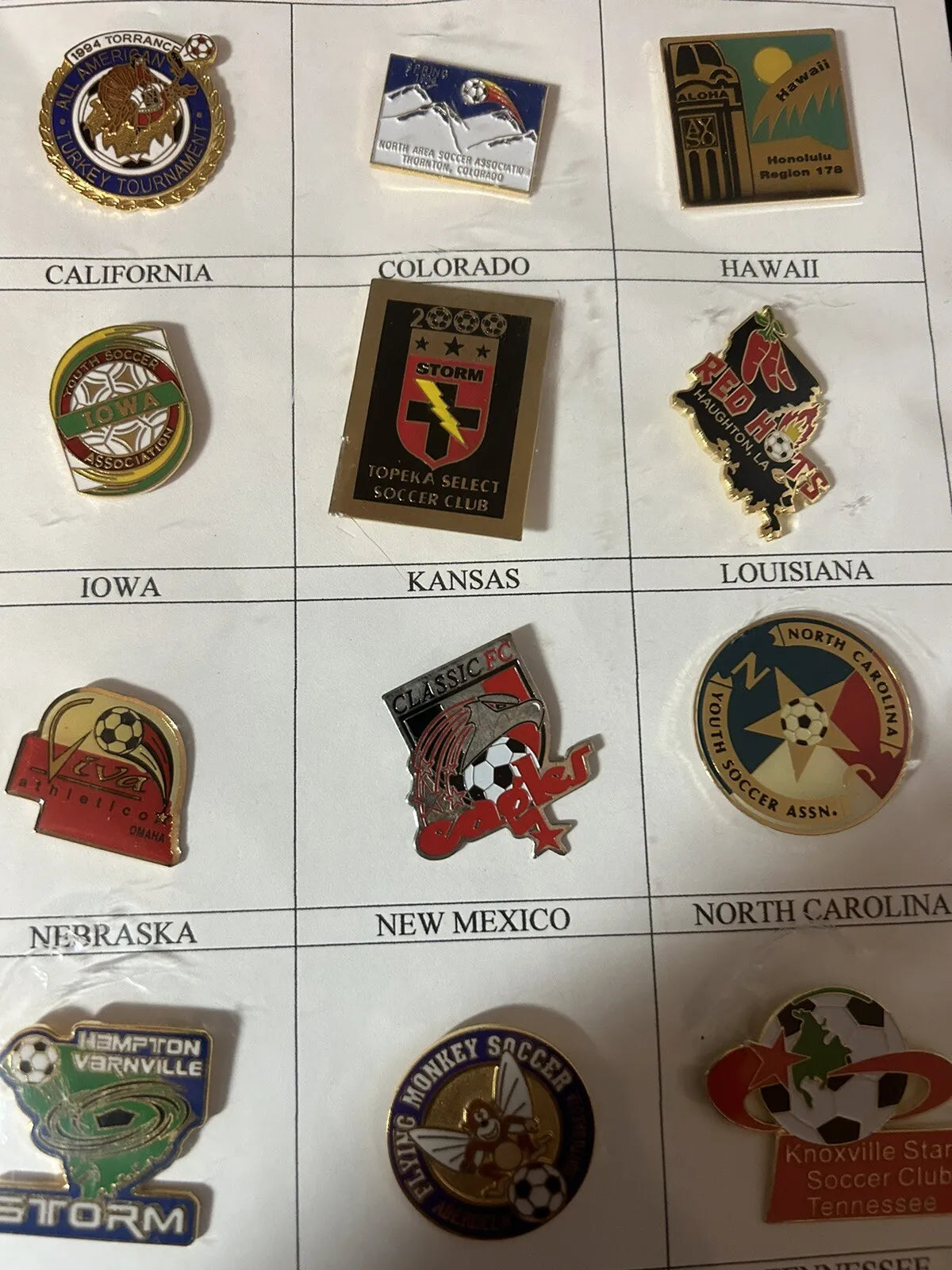 Unique/Rare Set of 20 Different States-Youth Soccer Pins (2)