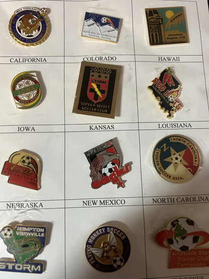 Unique/Rare Set of 20 Different States-Youth Soccer Pins (2)