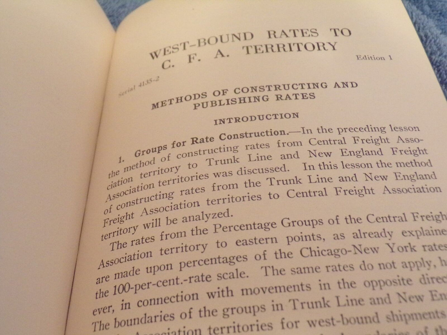 C.F.A And Trunk Line Rates Book 1931 Printing