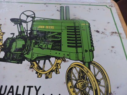 JOHN DEERE TRACTOR " QUALITY...FOR OVER 100 YEARS" METAL SIGN 16X12 INCHES