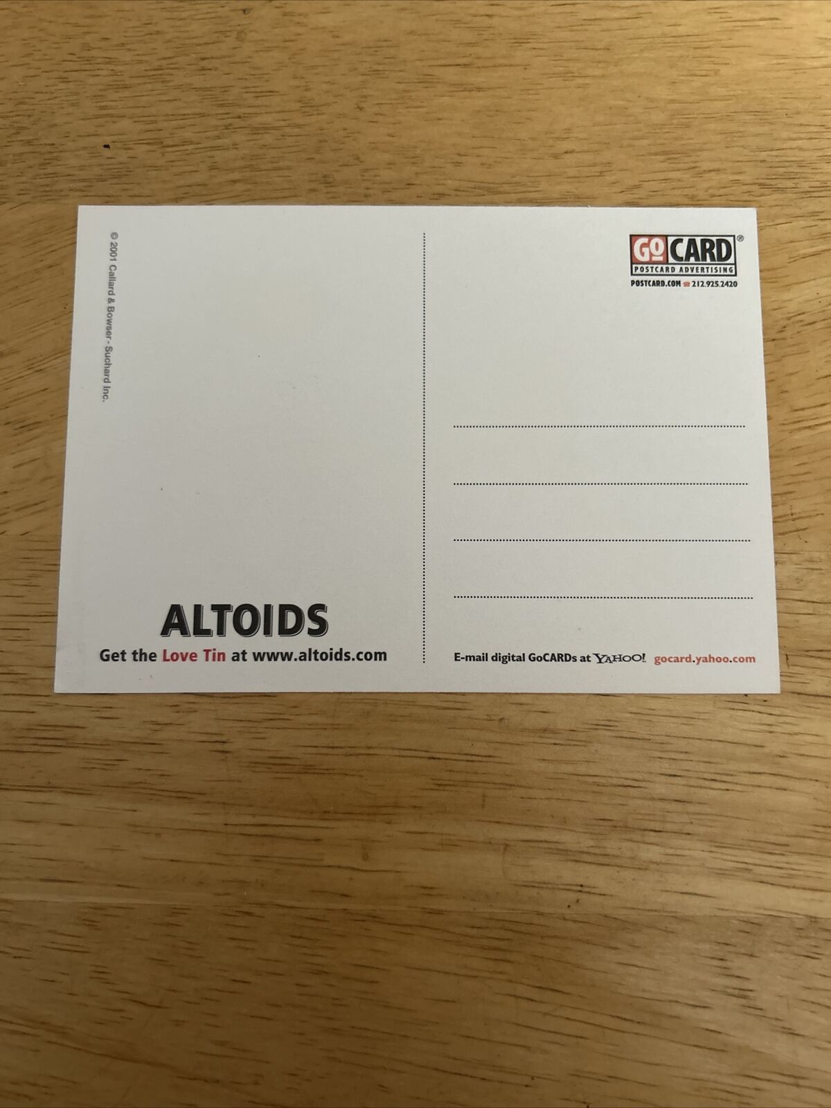 "I like it Ruff!" Altoid Post card