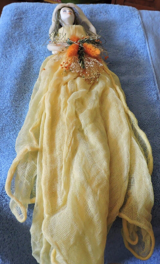 Vintage ceramic doll with long flowing dress-Wall Art