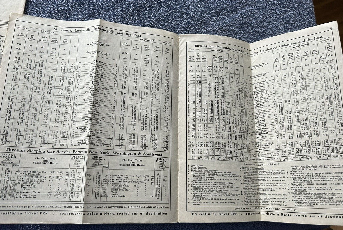 PENNSYLVANIA RAILROAD CONDENSED TIJE TABLES JULY 29, 1956
