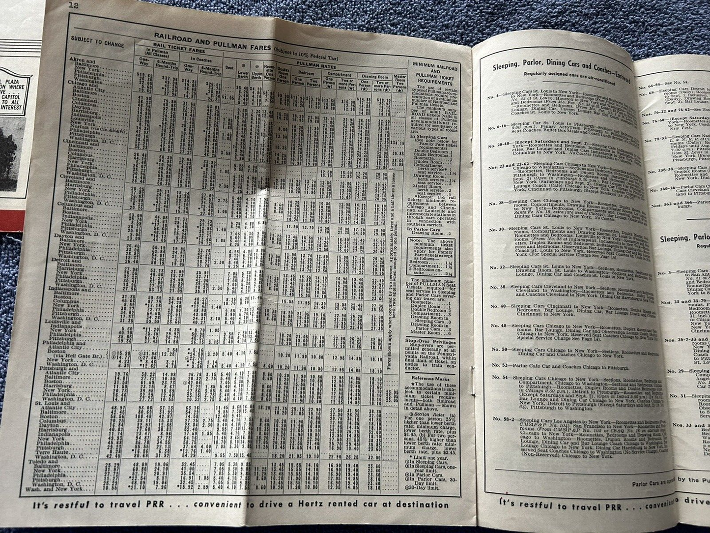 PENNSYLVANIA RAILROAD CONDENSED TIJE TABLES JULY 29, 1956