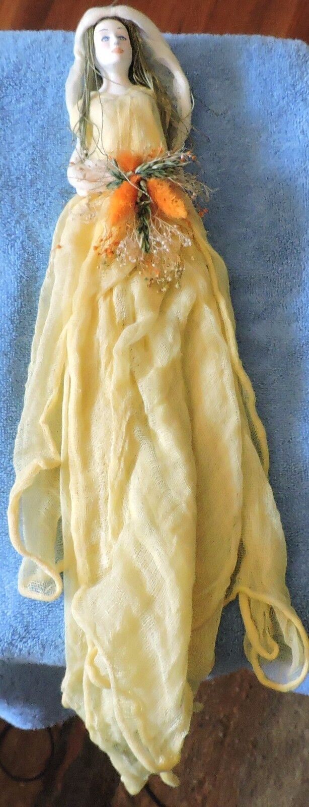 Vintage ceramic doll with long flowing dress-Wall Art