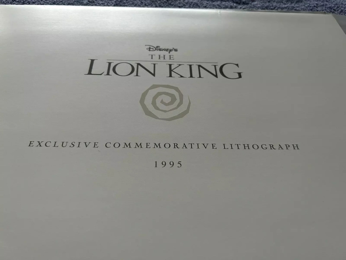 DISNEY'S LION KING COMEMORATIVE LITHOGRAPH 14 X 11 INCHES-1995
