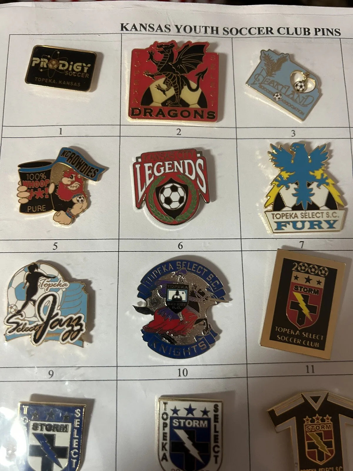 Unique/Rare Set of 20 Kansas State Youth Soccer Pins