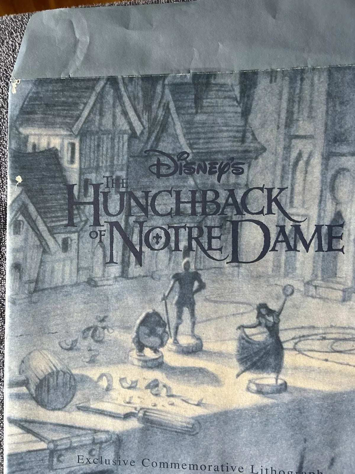 DISNEY'S THE HUNCHBACK OF NOTRE DAME COMEMORATIVE LITHOGRAPH 14 X 11 INCHES-1997