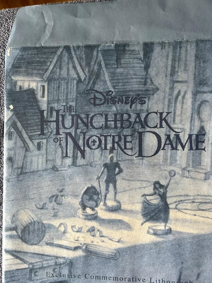 DISNEY'S THE HUNCHBACK OF NOTRE DAME COMEMORATIVE LITHOGRAPH 14 X 11 INCHES-1997