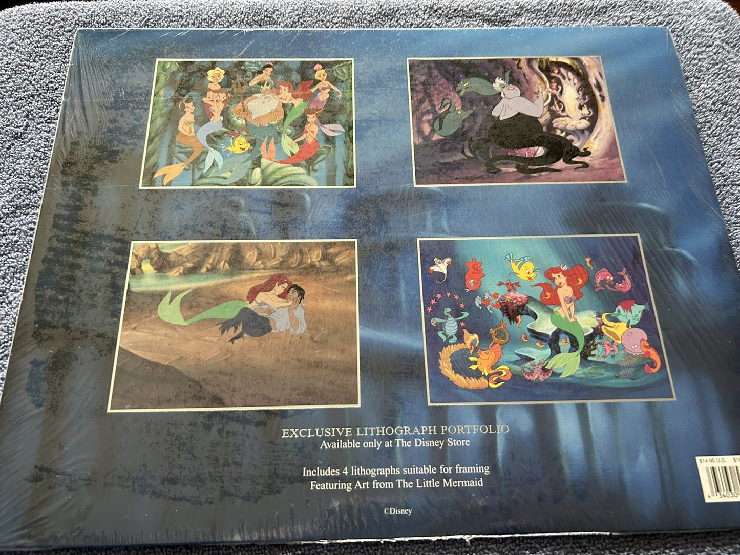 DISNEY'S THE LITTLE MERMAID COMEMORATIVE LITHOGRAPH SET OF 4 14 X 11 INCHES NEW