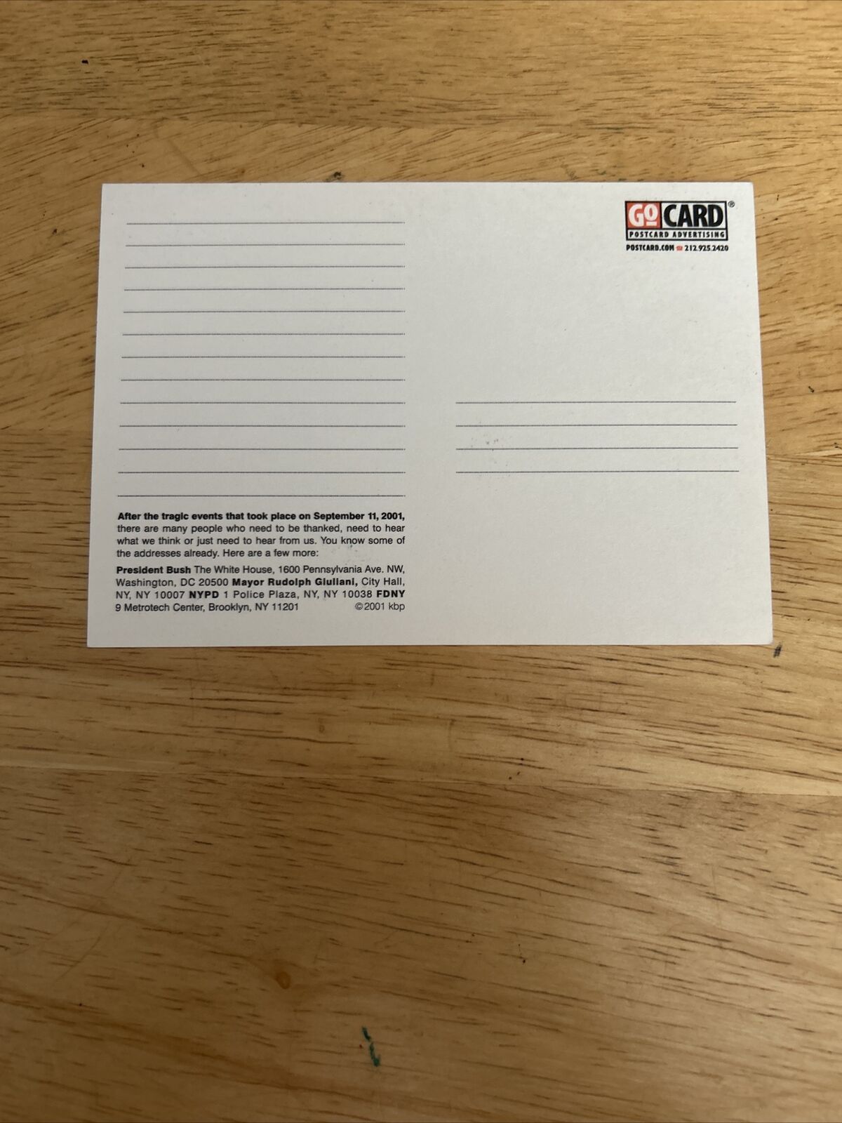Dear Fire Fighter Postcard (A thank you)