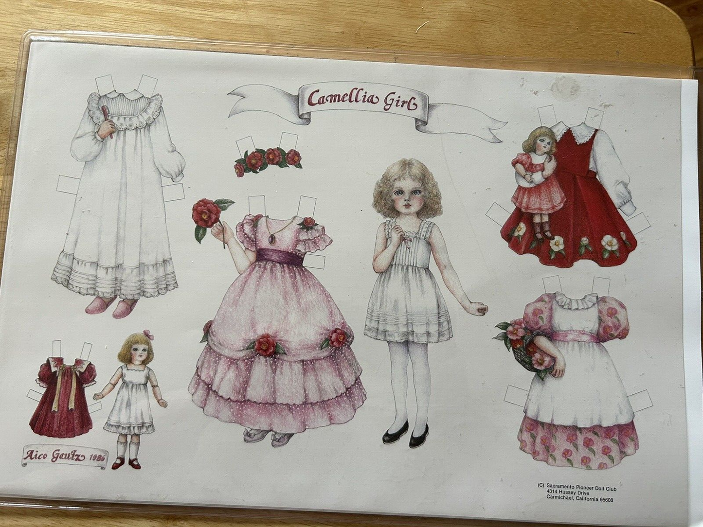 CAMELLIA GIRL PAPER DOLL, SACRAMENTO PIONEER DOLL CLUB, AICO GEUTZ 1986