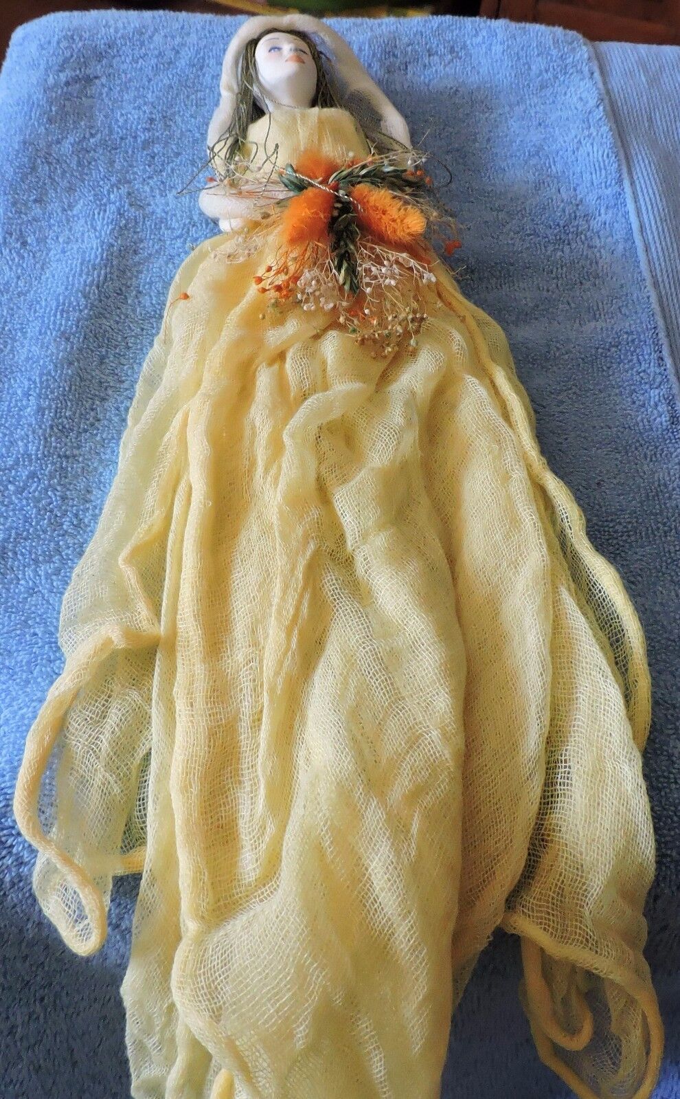 Vintage ceramic doll with long flowing dress-Wall Art