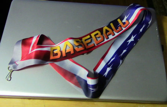 MEDAL RIBBON WITH CLIP-BASEBALL (RED/WHITE/BLUE)
