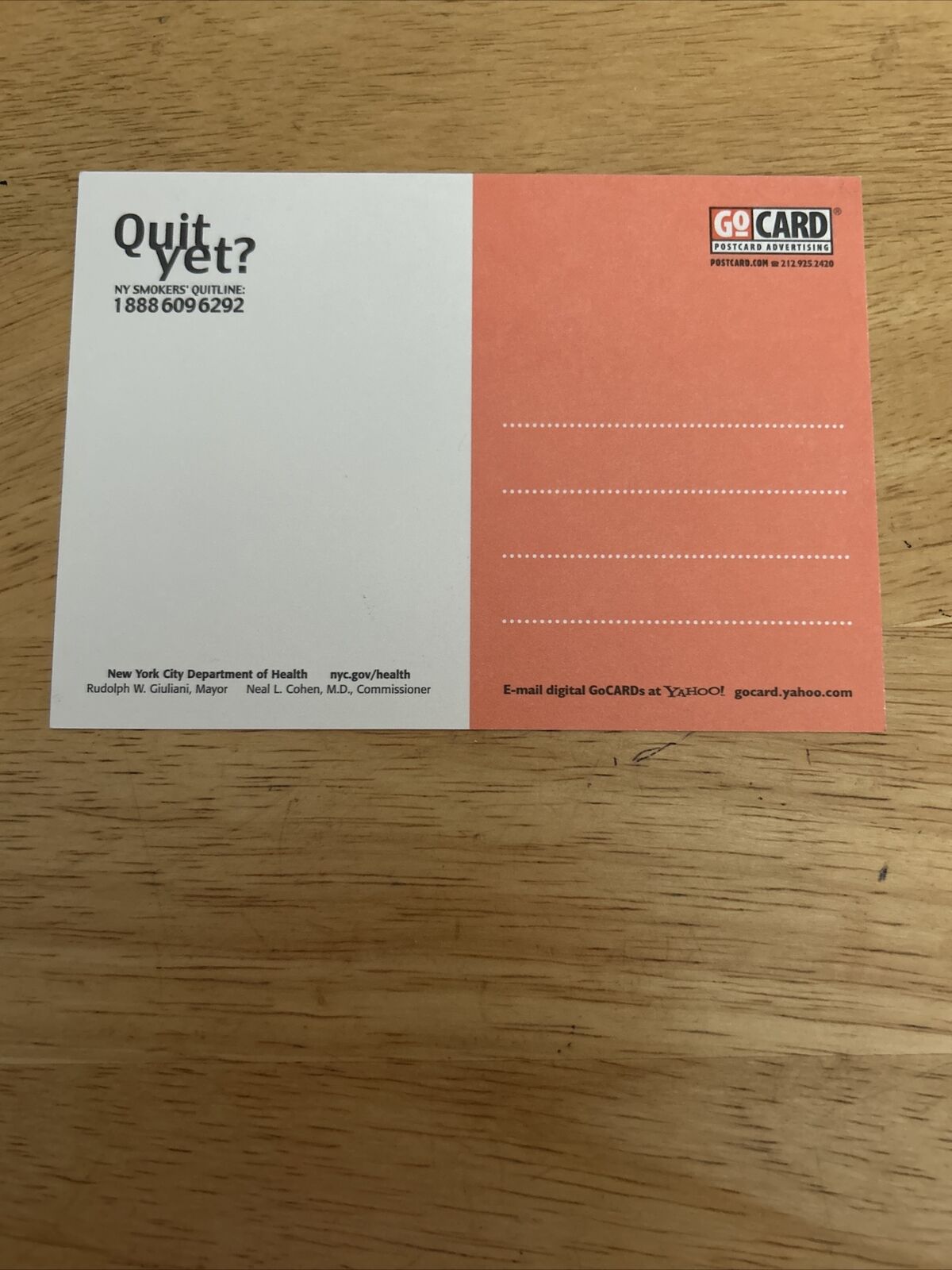 "Quit Yet?" NY Smokers Quit yet? Post Card