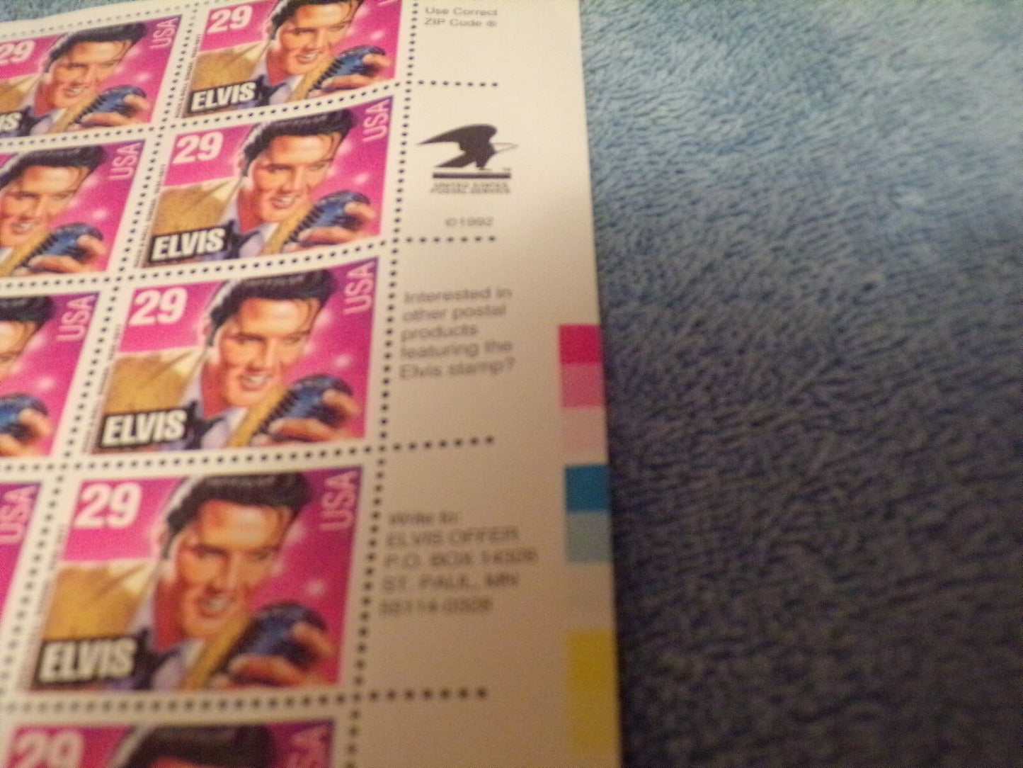 Page of 40 Elvis Presley Stamps (Unused)