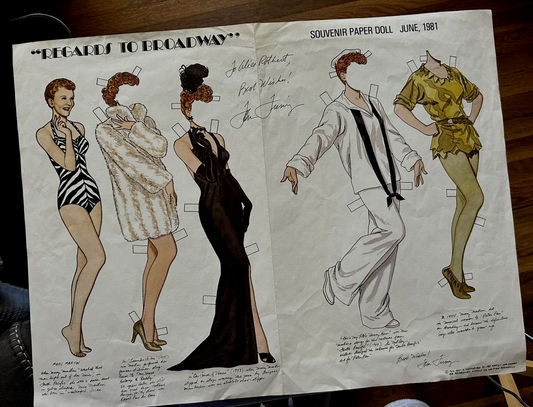 SOUVENIR PAPER DOLL "REGARDS TO BROADWAY" JUNE 1981 AUTOGRAPHED: TOM TRERNEY