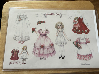 CAMELLIA GIRL PAPER DOLL, SACRAMENTO PIONEER DOLL CLUB, AICO GEUTZ 1986