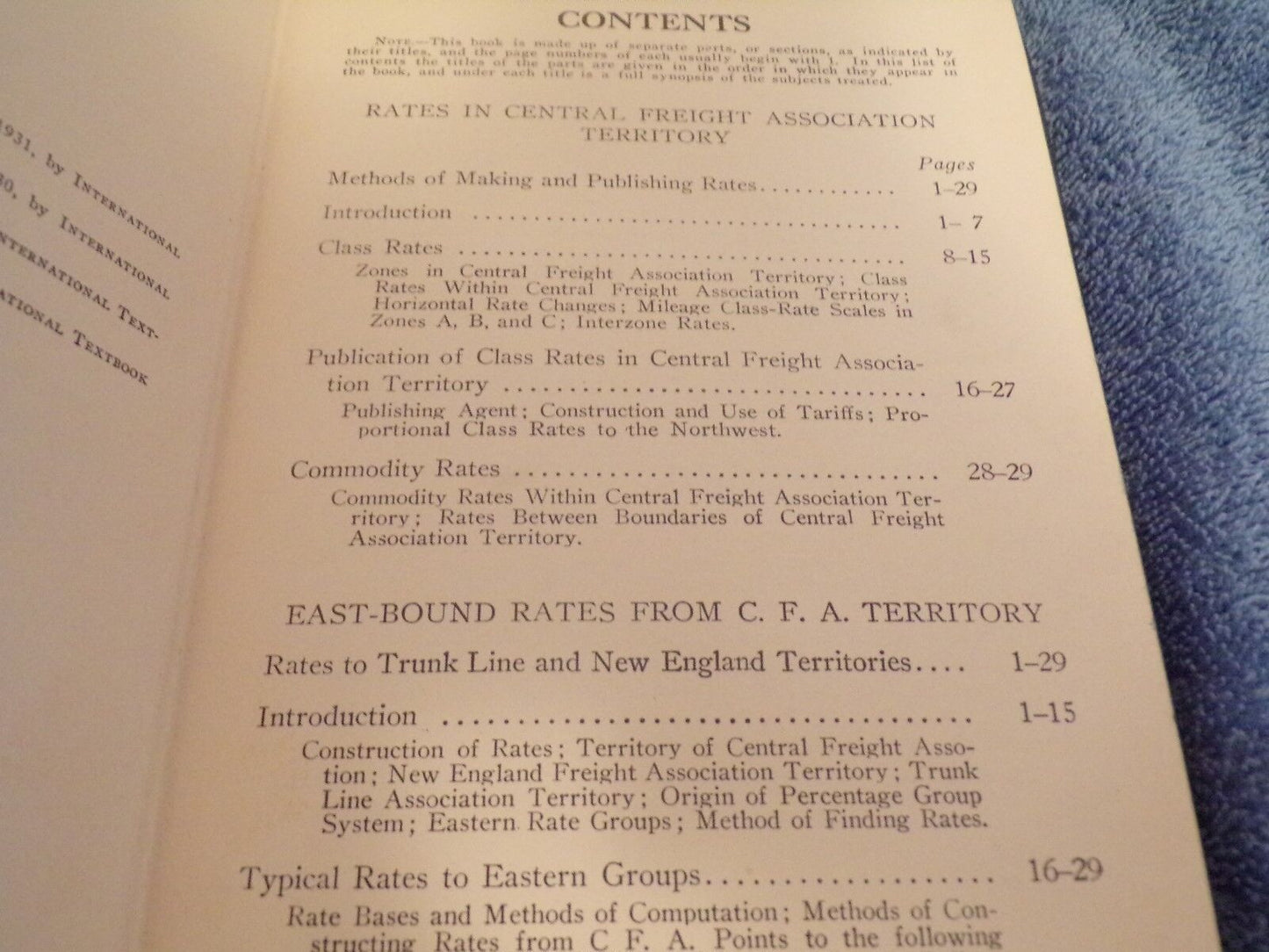 C.F.A And Trunk Line Rates Book 1931 Printing