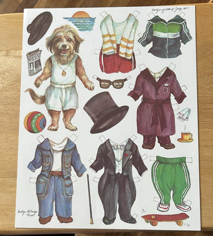 EVELYN GATHINGS: DOG WITH OUTFITS PAPER DOLL JULY 1987
