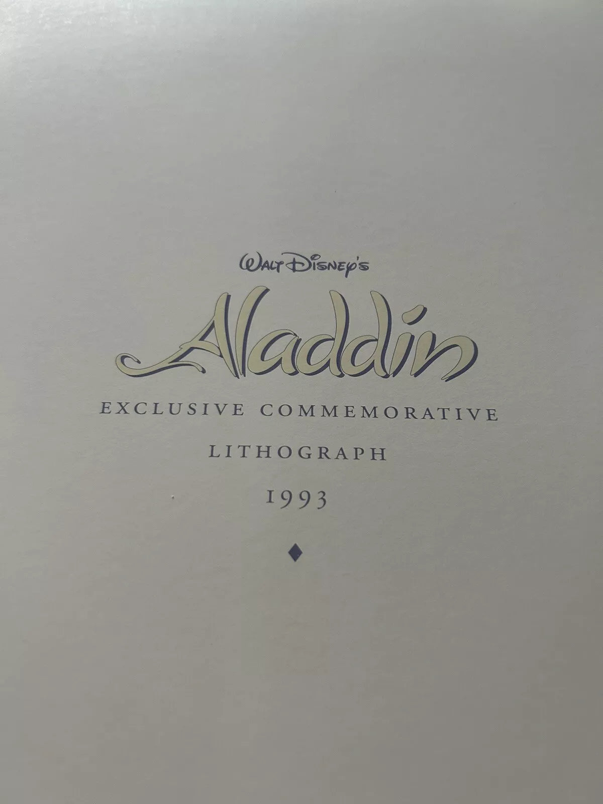 WALT DISNEY'S ALADDIN COMEMORATIVE LITHOGRAPH 14 X 11 INCHES-1993