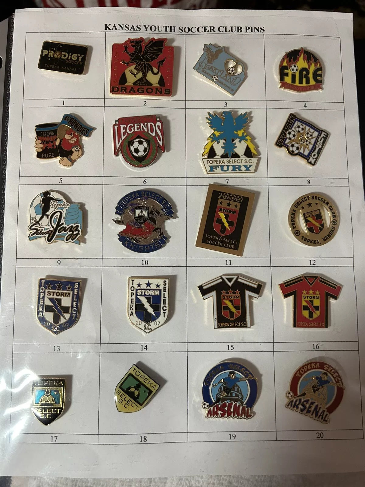 Unique/Rare Set of 20 Kansas State Youth Soccer Pins