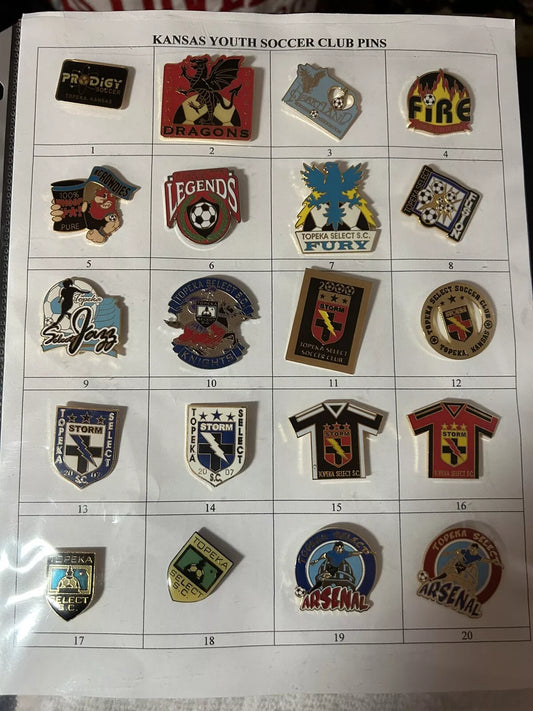 Unique/Rare Set of 20 Kansas State Youth Soccer Pins