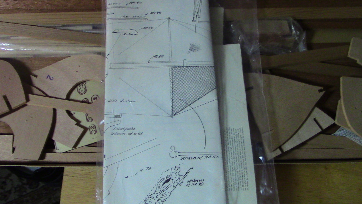 Wooden Model Frigate/Sailboat Kit: The Denmark "Fregatten Jyyland" 1961 Version